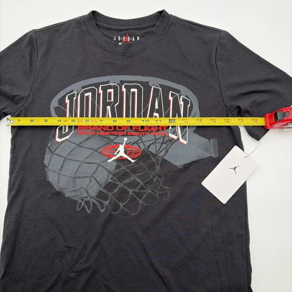 Nike Air Jordan Tee Boys Medium 10-12 yrs Youth Flight T-Shirt Black NEW